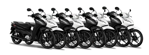 Oito motocicletas BIS 125 ES 2027 enfileiradas