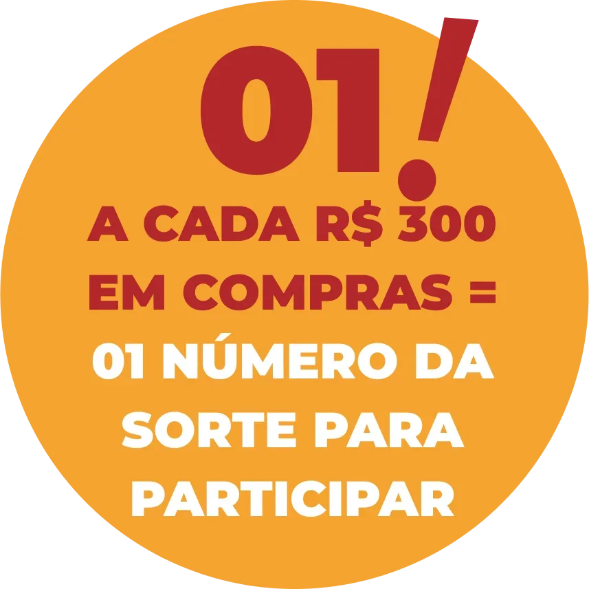 Passo 01: a cada R$ 300 em compras, 1 número da sorte